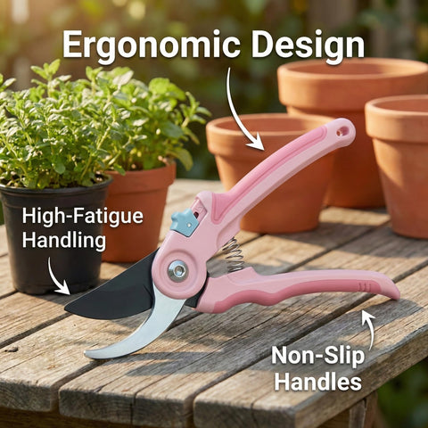 NEXON pruning tools in pink ready for roses and bonsai pruning.