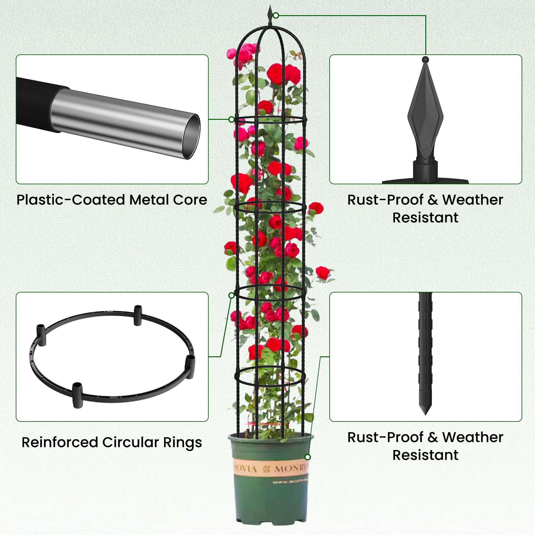 Nexum Garden Obelisk connection parts enable quick setup.