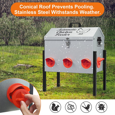 NEYCIL metal feeder lid blocks rain and deters pests