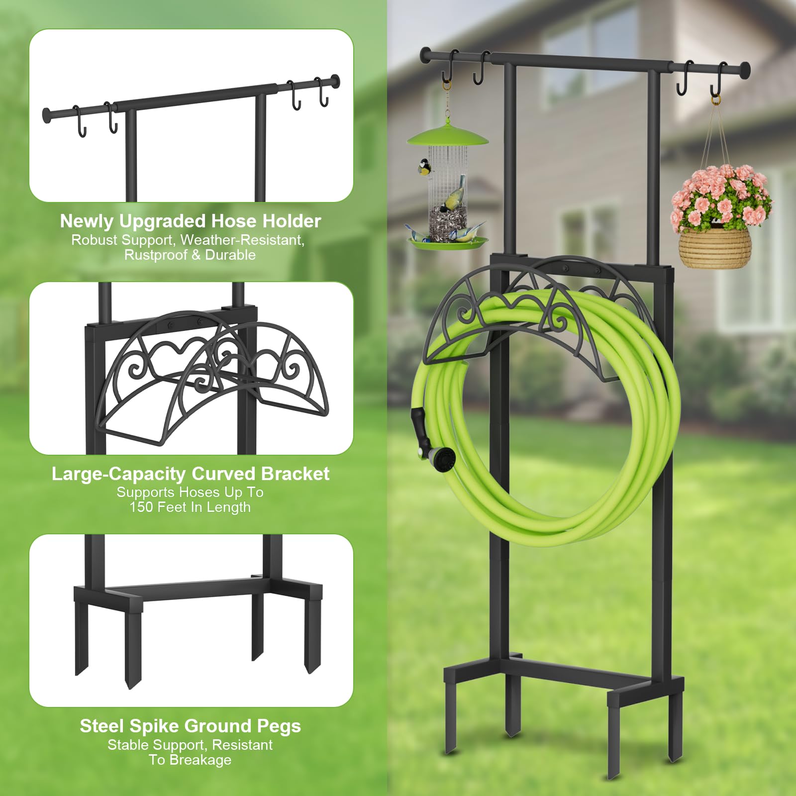 NEYCIL multifunctional retractable rod for hanging tools and garden decor.