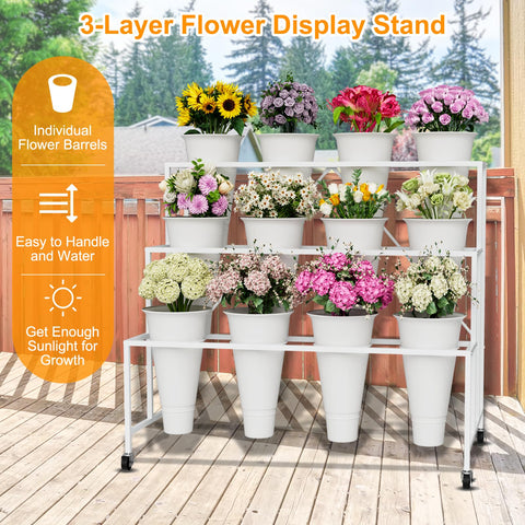 Promotional event setup with NEYCIL flower stand.