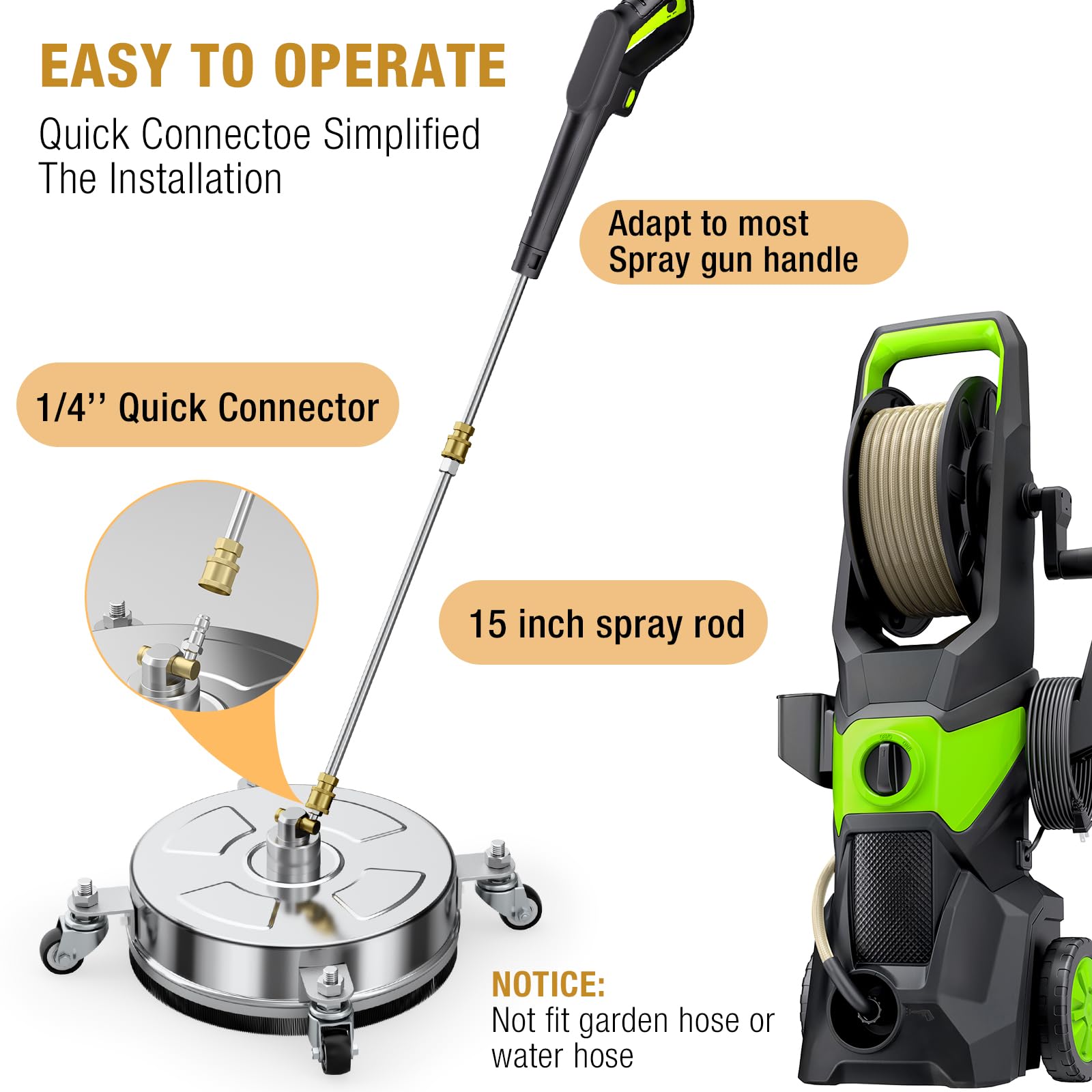 Nezion surface cleaner with two extension wands extends reach for edges