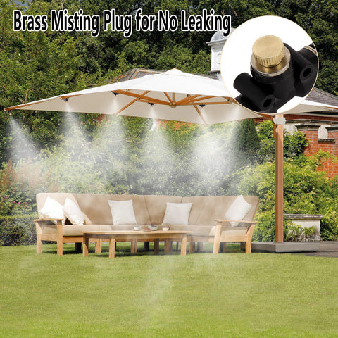 Outdoor cooling setup using NFAMRZCAR brass plugs on shade area