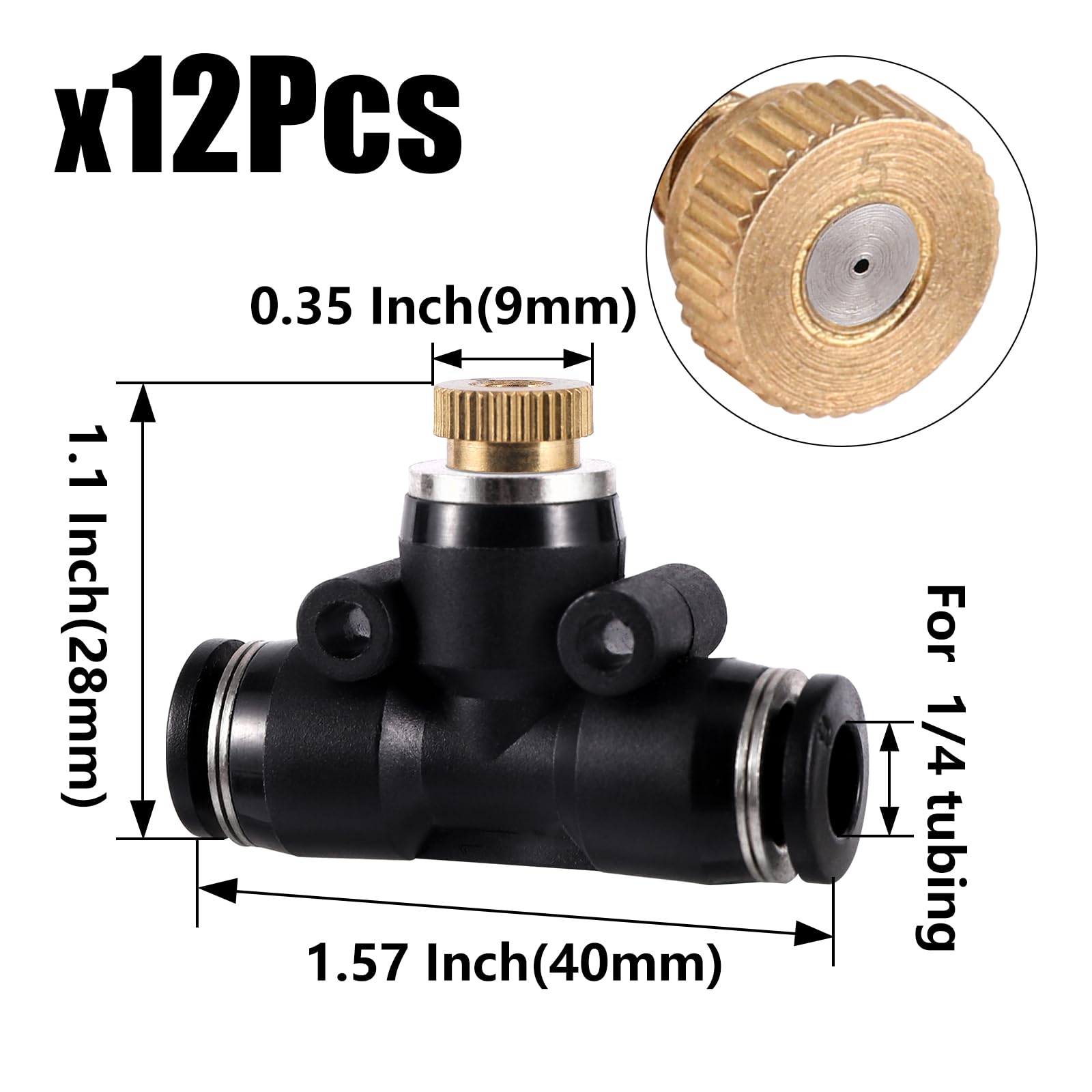 NFAMRZCAR 12pc tee connectors enable flexible misting layouts