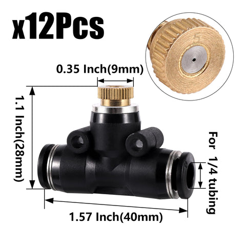 NFAMRZCAR 12pc tee connectors enable flexible misting layouts