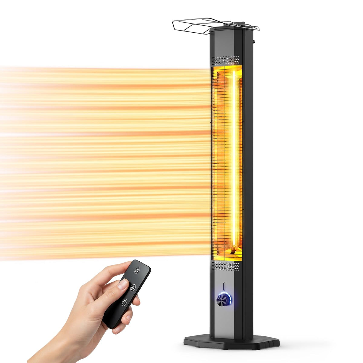Nfccra 42-inch outdoor heater front view showing sun-like warmth for patios.