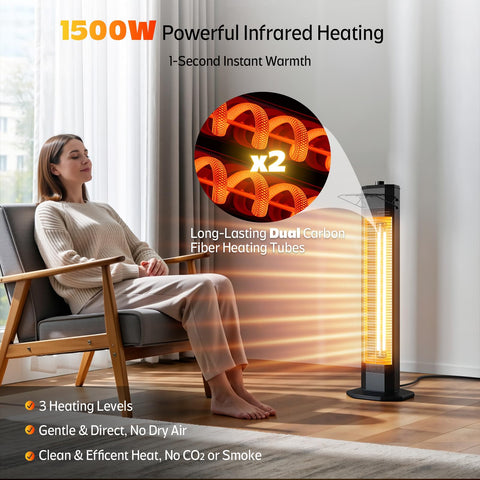 Nfccra-carbon-element-heating-tubes provide sun-like warmth without drying the air.