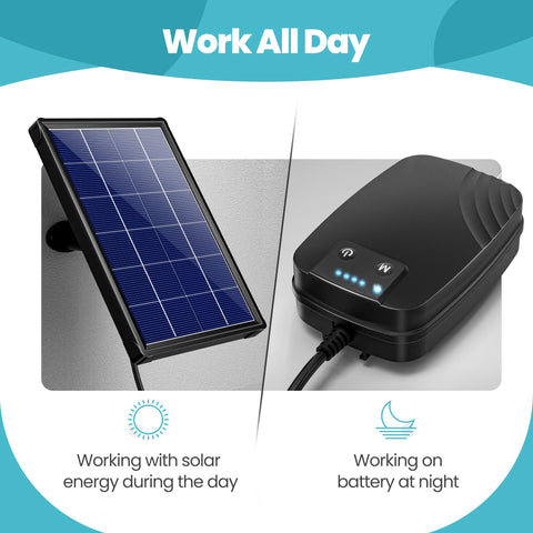 NFESOLAR 4W Solar Aerator with two air stones for stronger aeration