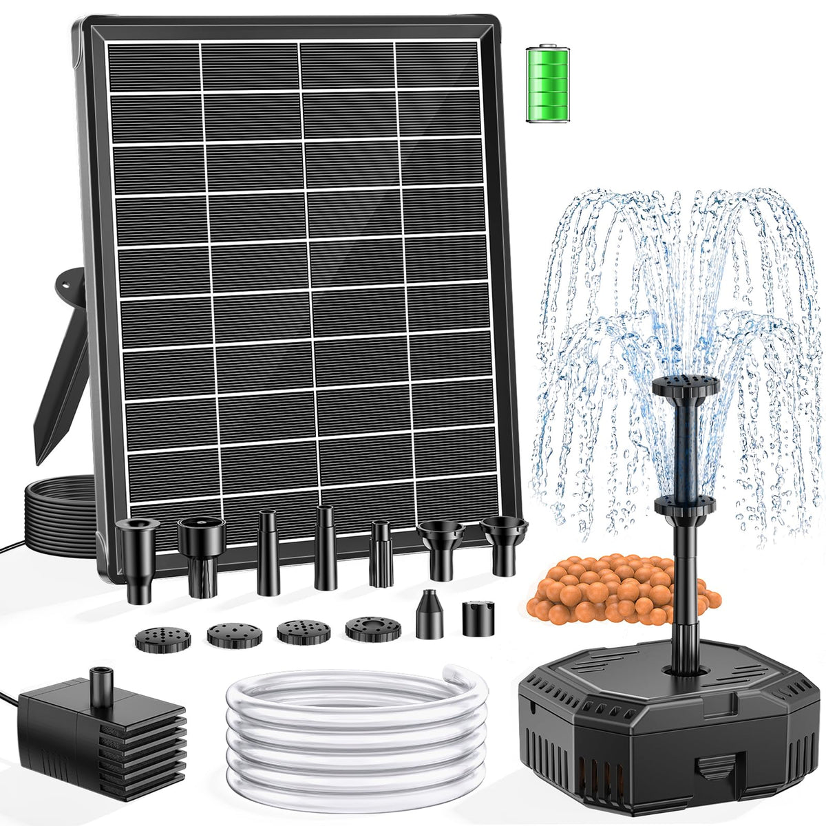 NFESOLAR 6.5W solar panel powers outdoor water features with steady energy