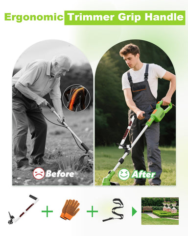 Angle-adjustable extension handle provides customizable height for reduced strain