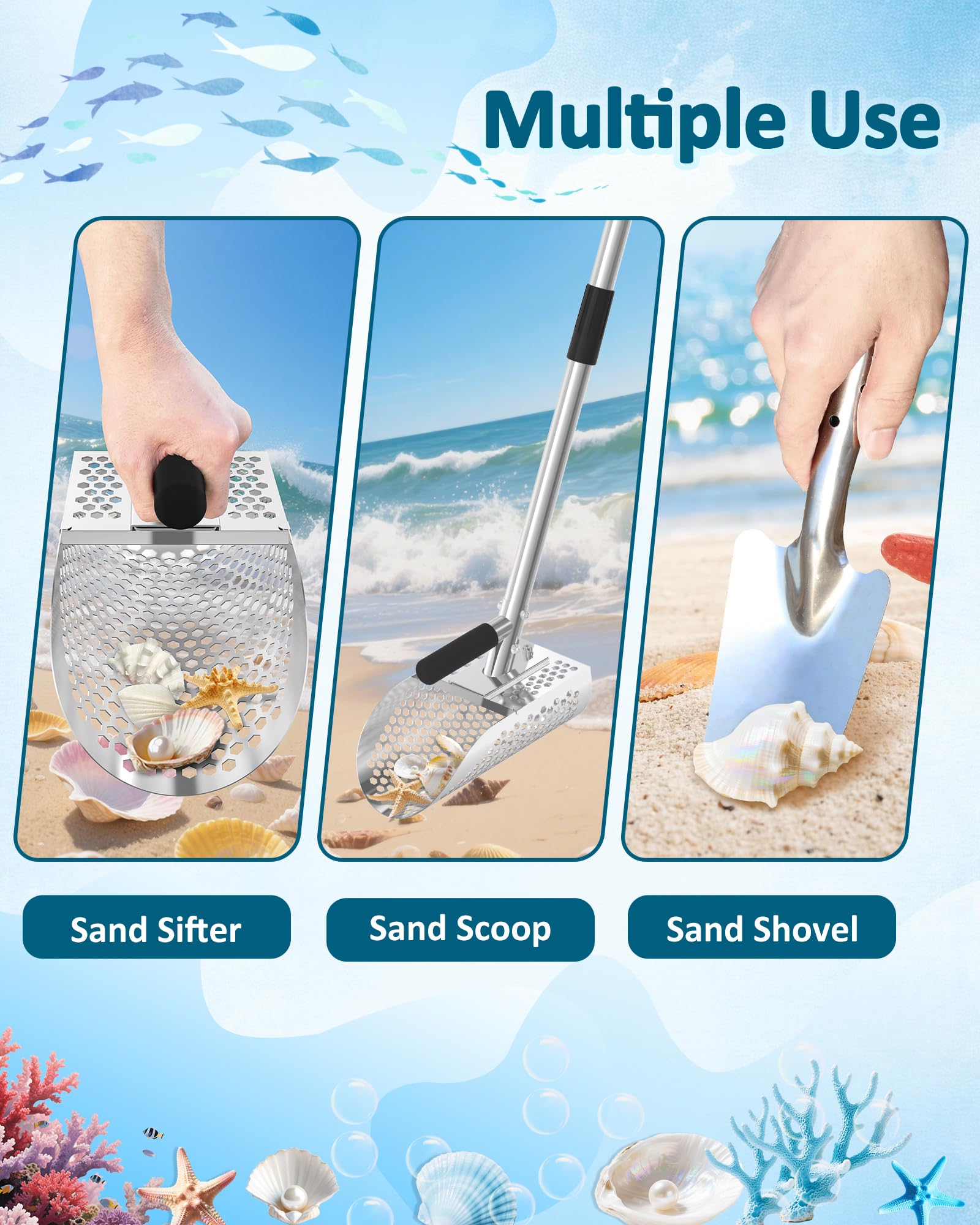 NFie sand scoop designed for beach and underwater searches.