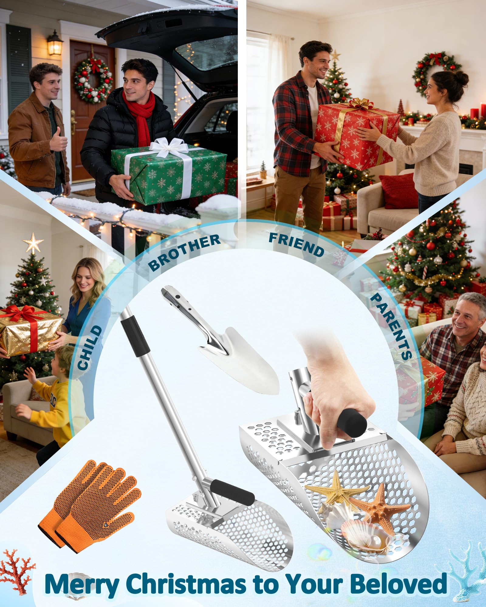 NFie packaging shows scoop, pole, shovel and screws included.