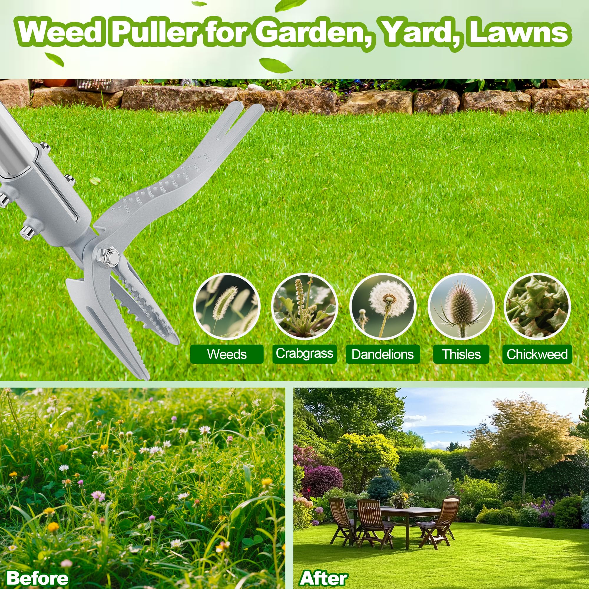 NFie weed puller side view shows use for lawn and sidewalk edging