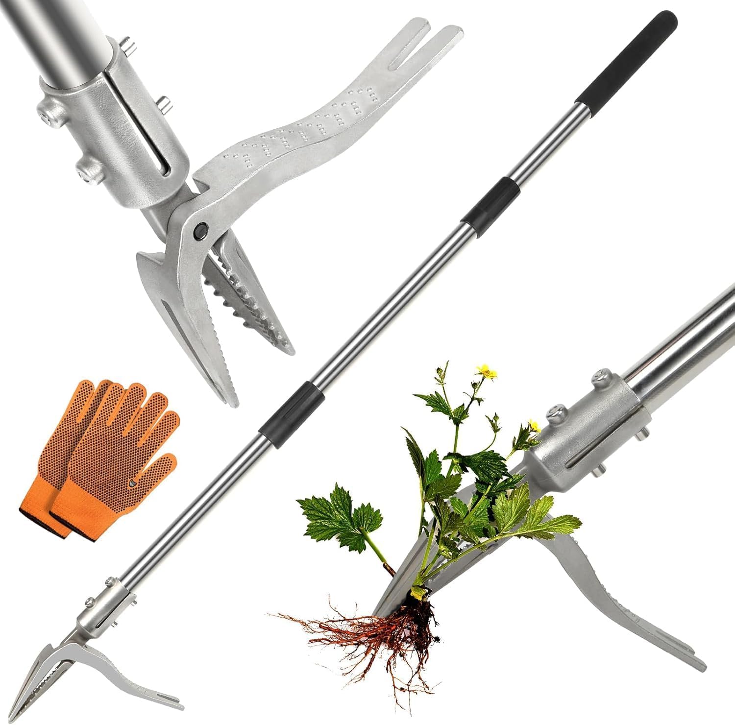 NFie weed puller with long stand-up handle for back-friendly weeding