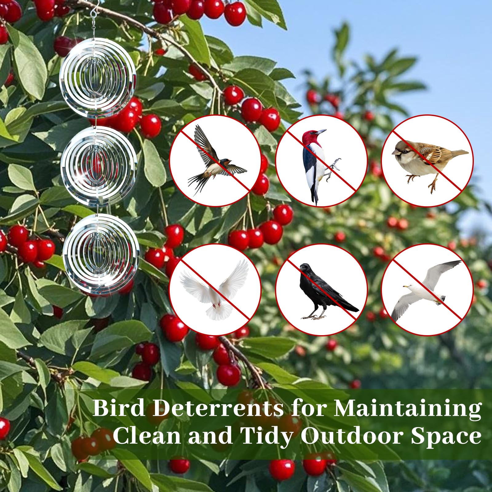 Ngdiluxury Bird Deterren 360-degree rotating hook enables easy positioning in breezy spaces