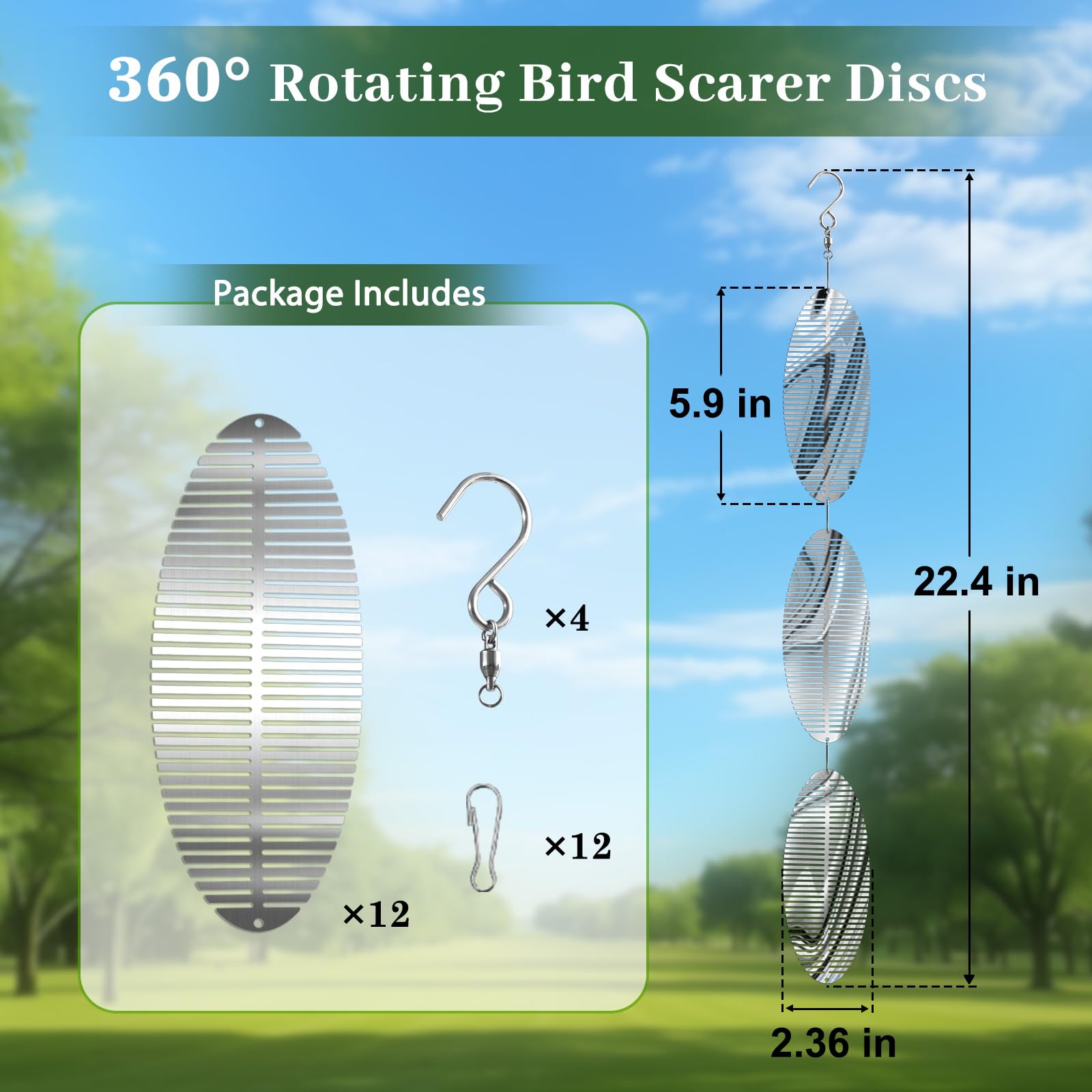 Ngdiluxury Bird Deterren 3D mirror disc in sunlight creates shifting patterns to deter birds.