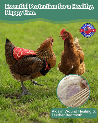 NHWNHW chicken saddle feather protection helps reduce feather loss during activity.