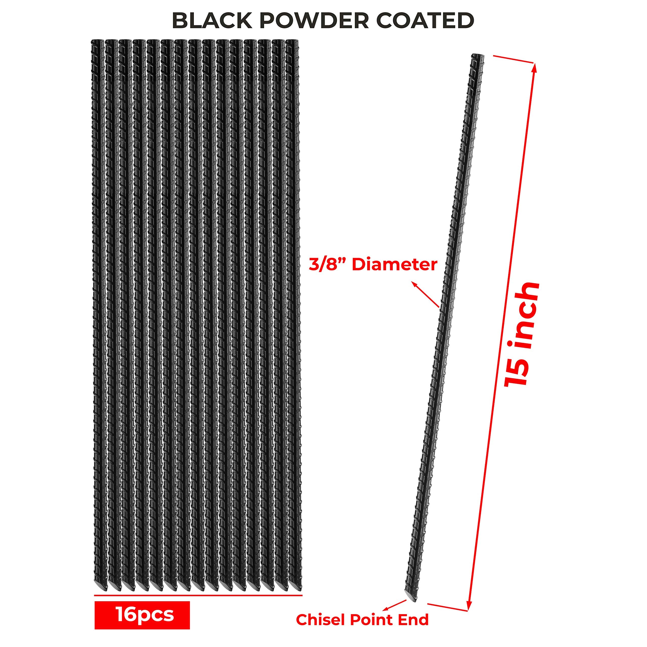 NHZ heavy-duty ground anchors made of durable steel with a black coating.