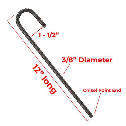 NHZ chisel-point end penetrates hard soil with ease.