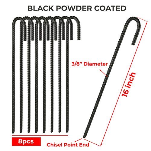 NHZ curved steel stake secures trellises firmly in wind.