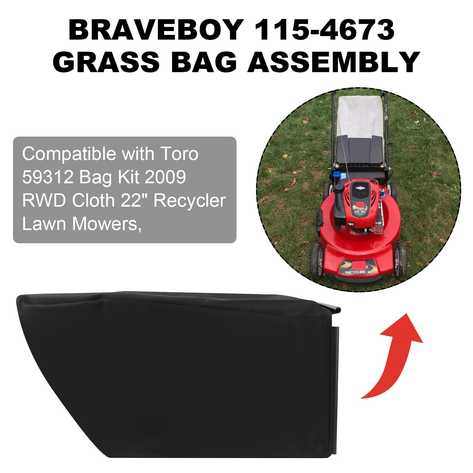 Niahm replacement bag demonstrates durable fabric for long mowing sessions.
