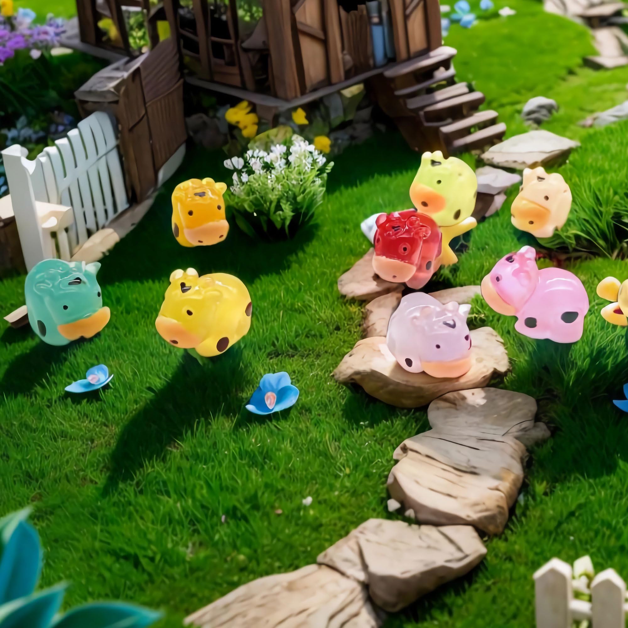 NIBERDA miniature cow figures fit into indoor and outdoor displays.