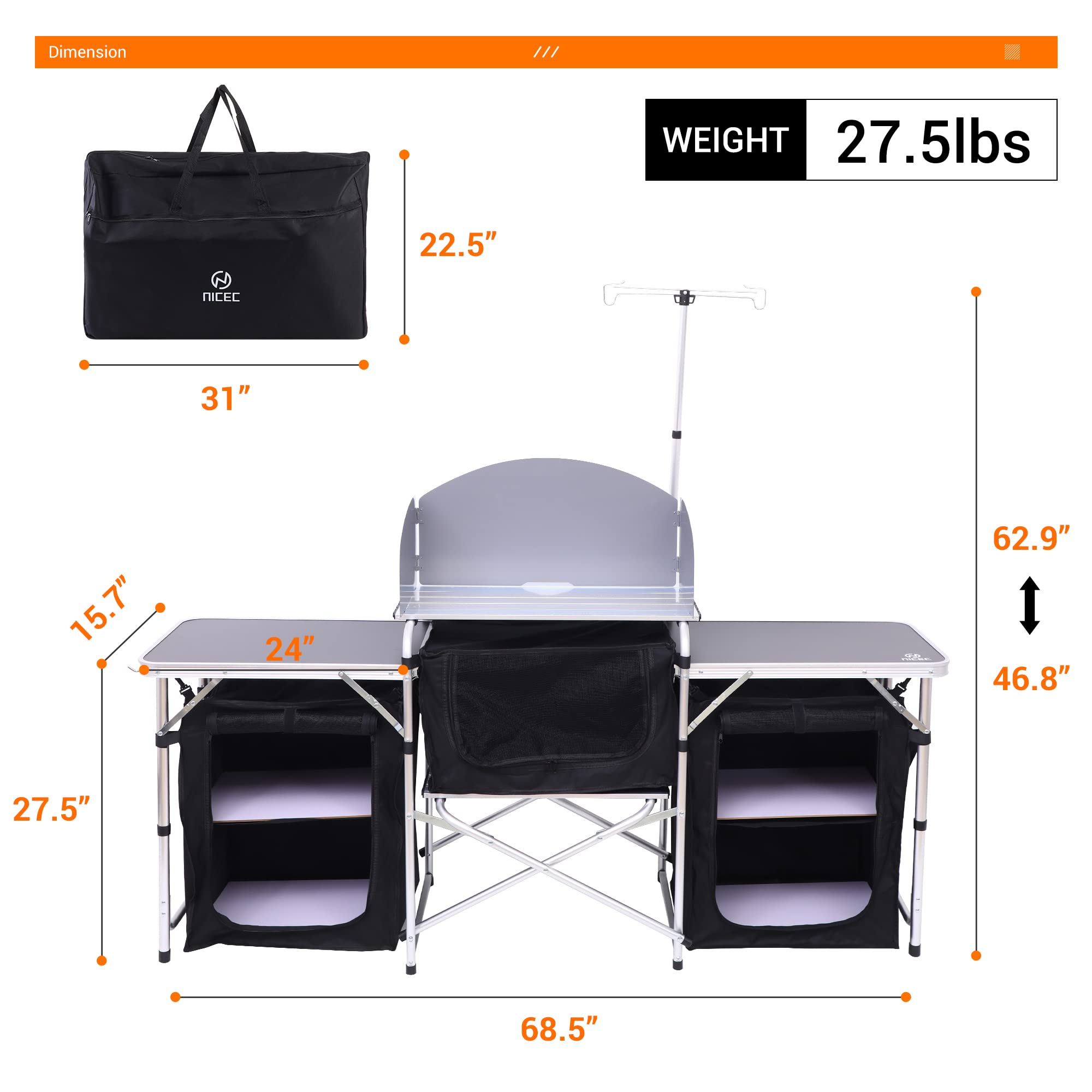 Nice C camping kitchen table folded for easy transport and storage