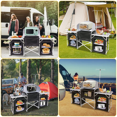 Nice C camping kitchen table waterproof surface for quick cleanup