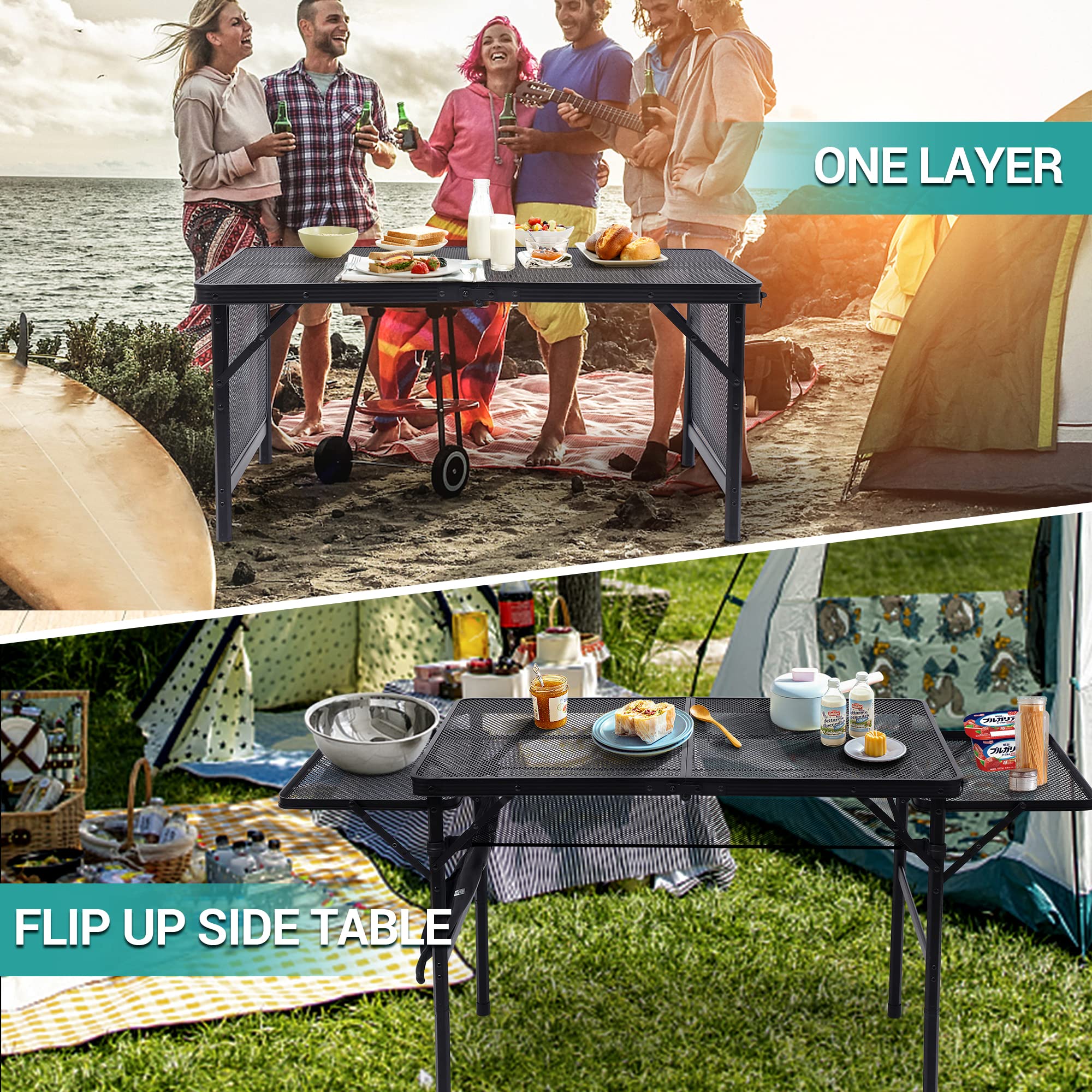 Nice C folding grill table with height-adjustable legs for different setups.