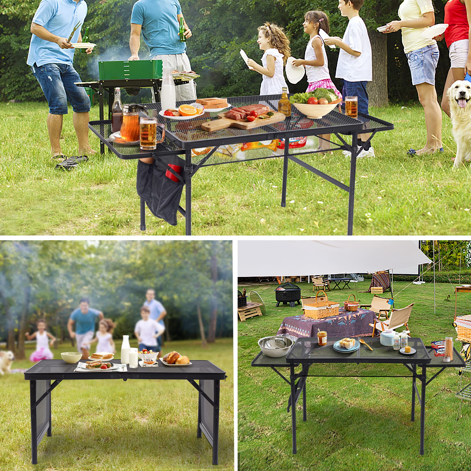 Nice C folding grill table used indoors and outdoors for versatile meals.
