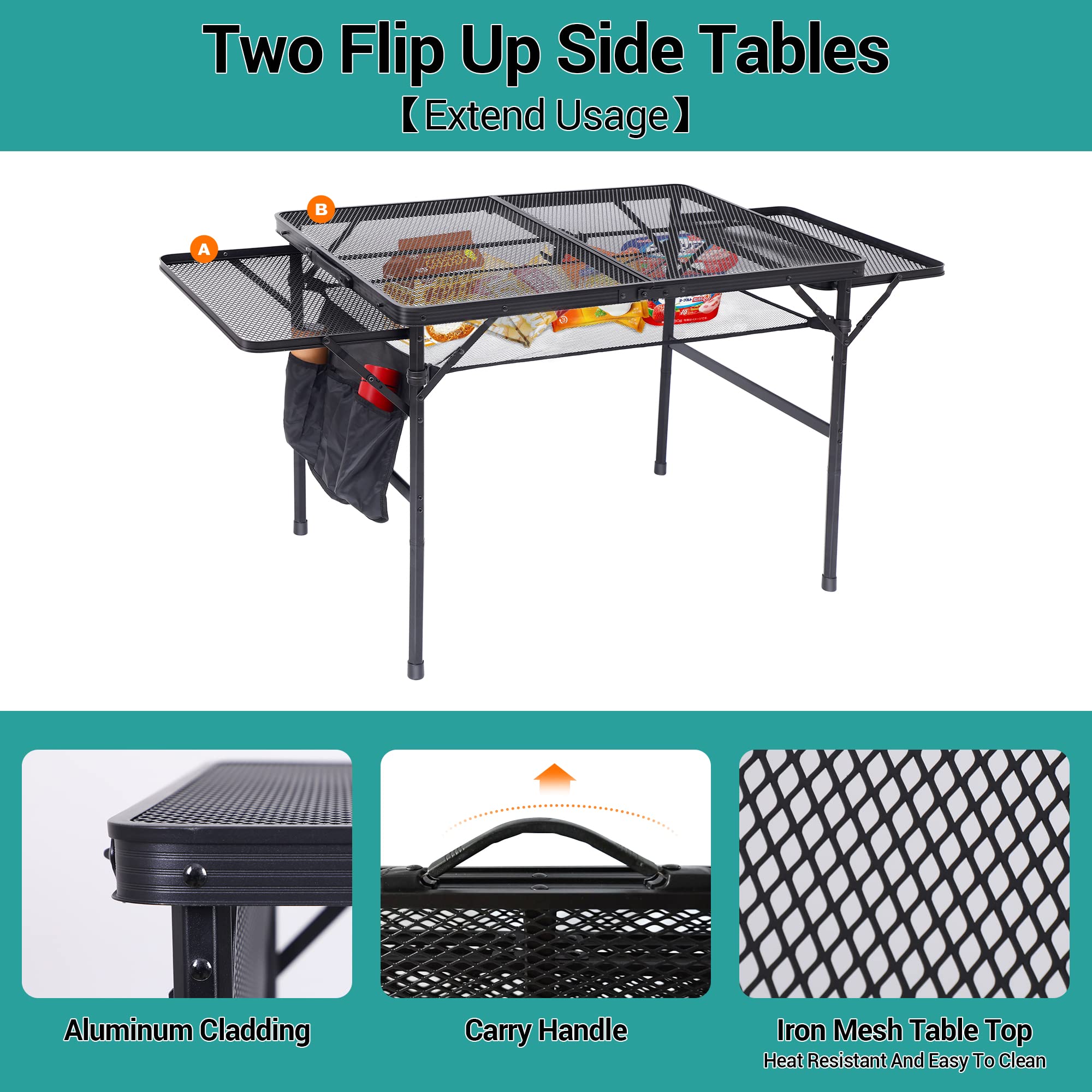 Nice C folding grill table built with waterproof steel for durability.