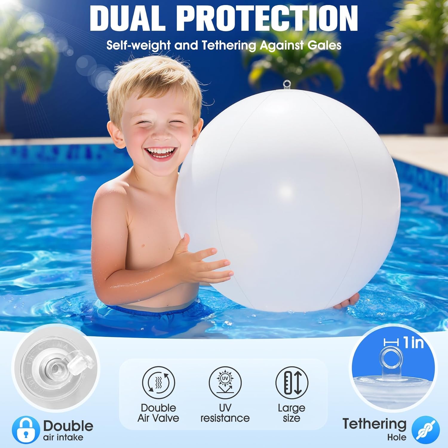 Niceput inflatable globe transitions from pool decor to garden centerpiece.