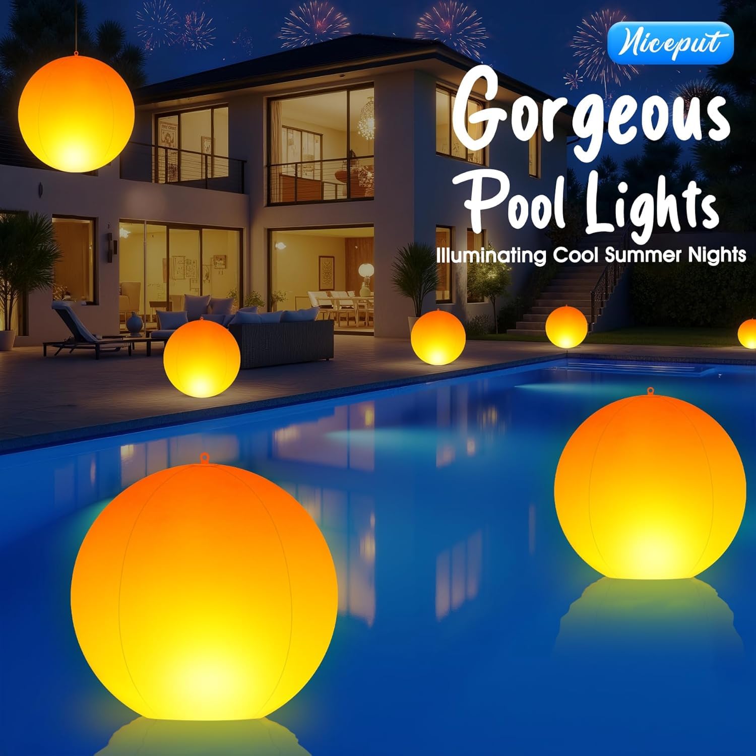 Niceput solar-powered pool light automatically illuminate at night without wiring.