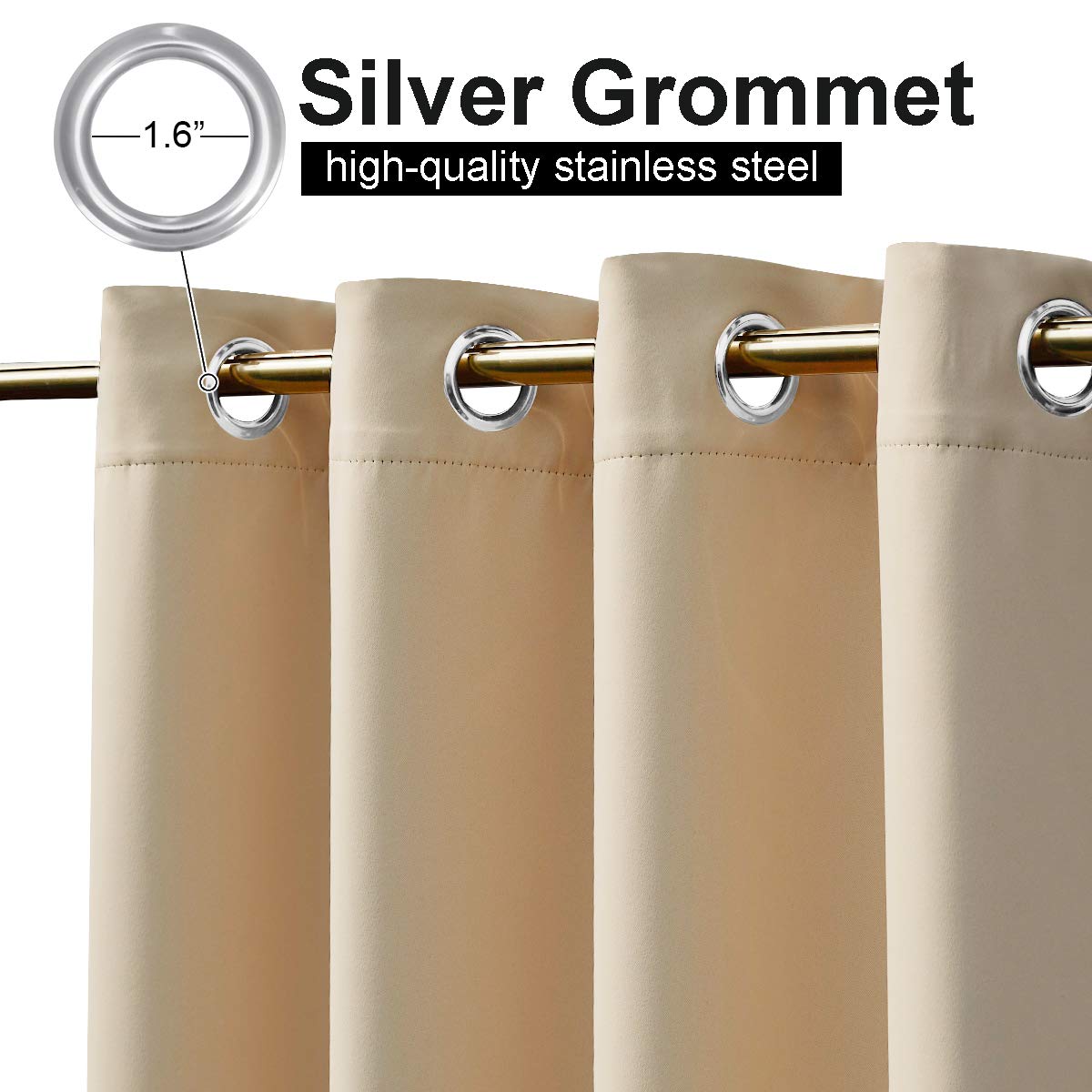 NICETOWN biscotti beige fabric close-up highlighting warm neutral shade