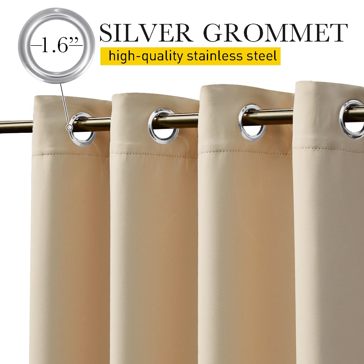 NICETOWN biscotti beige curtains enhance porch decor while blocking wind.