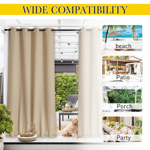 Ready-made two-panel set includes fixing rope for secure installation.