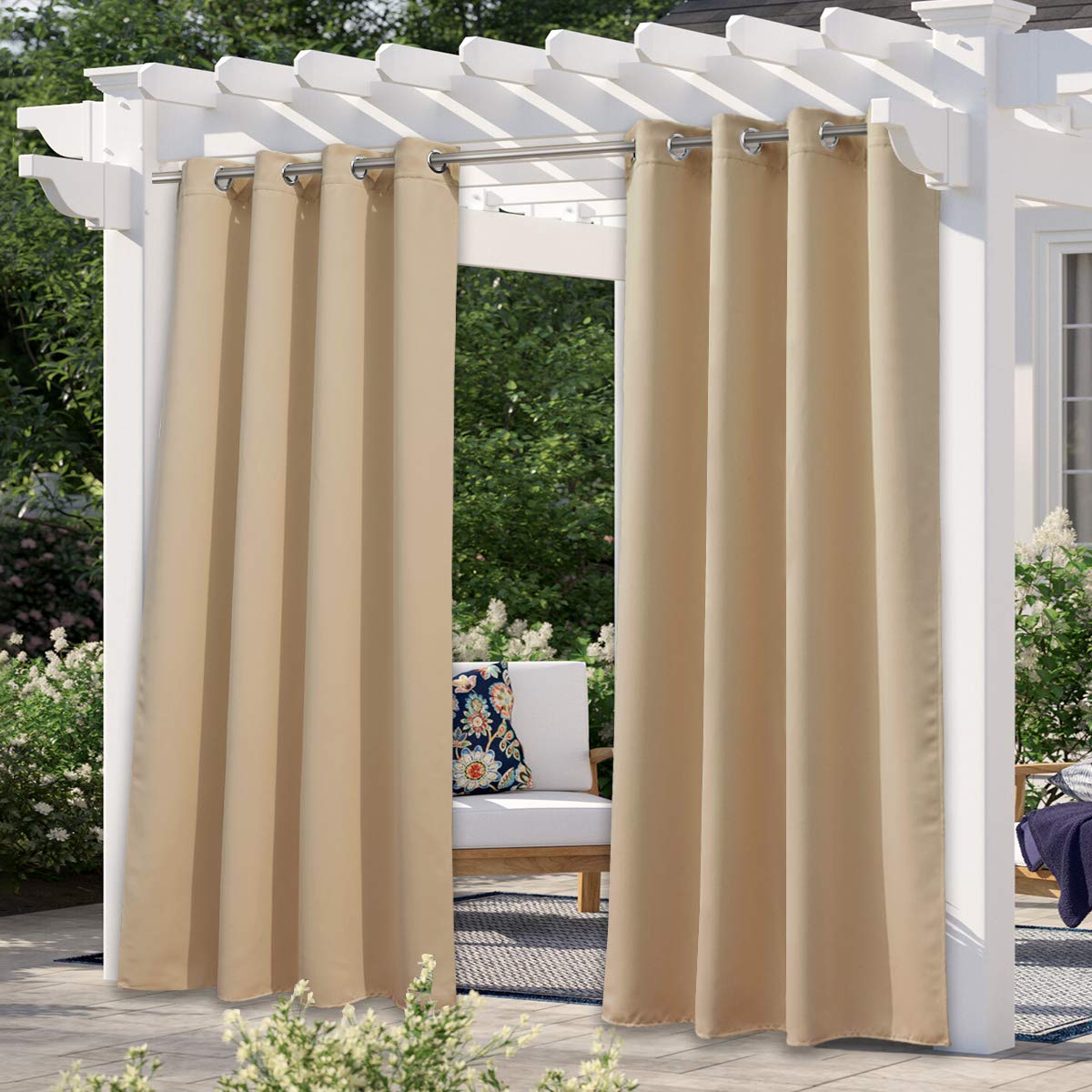 NICETOWN outdoor curtain panel front view offers full coverage and privacy.