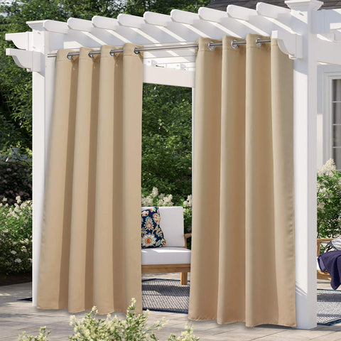 NICETOWN outdoor curtain panel front view offers full coverage and privacy.