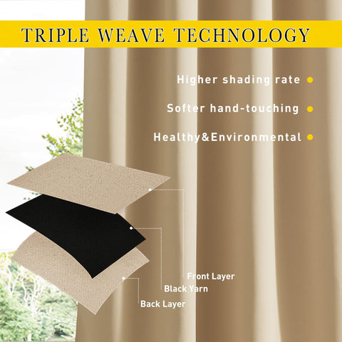 Triple weave, waterproof fabric blocks sun and helps resist wind.