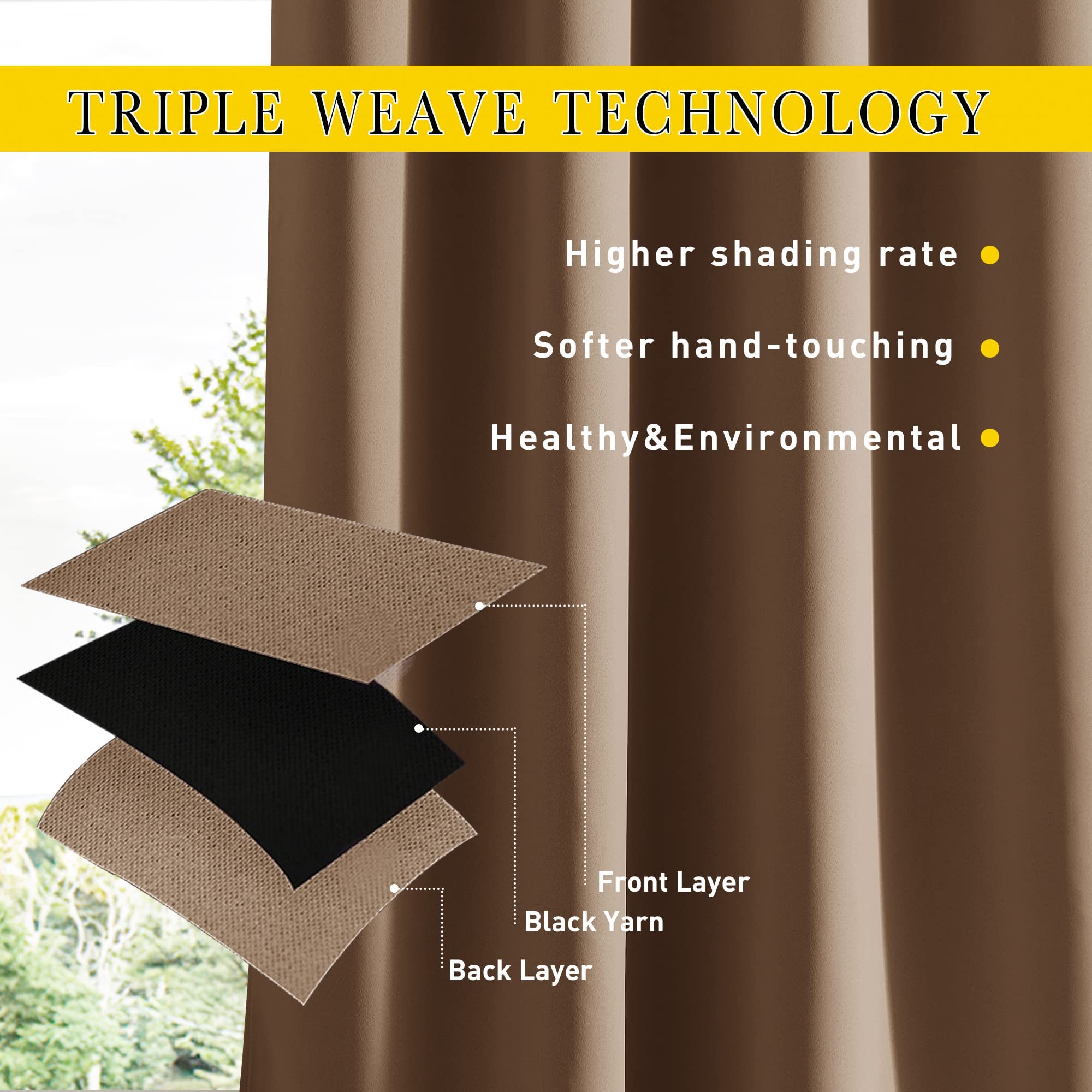 NICETOWN two-panel set with fixing rope for easy installation