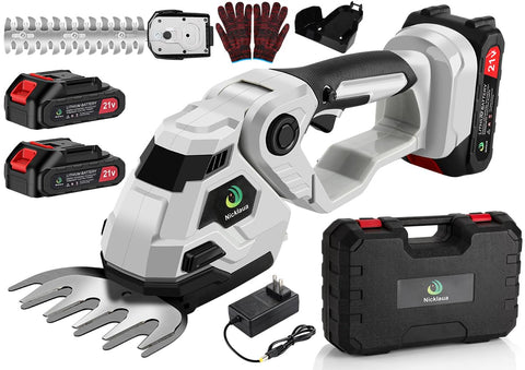 Nicklaua cordless hedge trimmer front view for precise hedge shaping.
