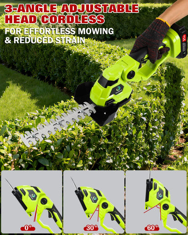 Nicklaua hedge trimmer shows grass box collection keeping area clean