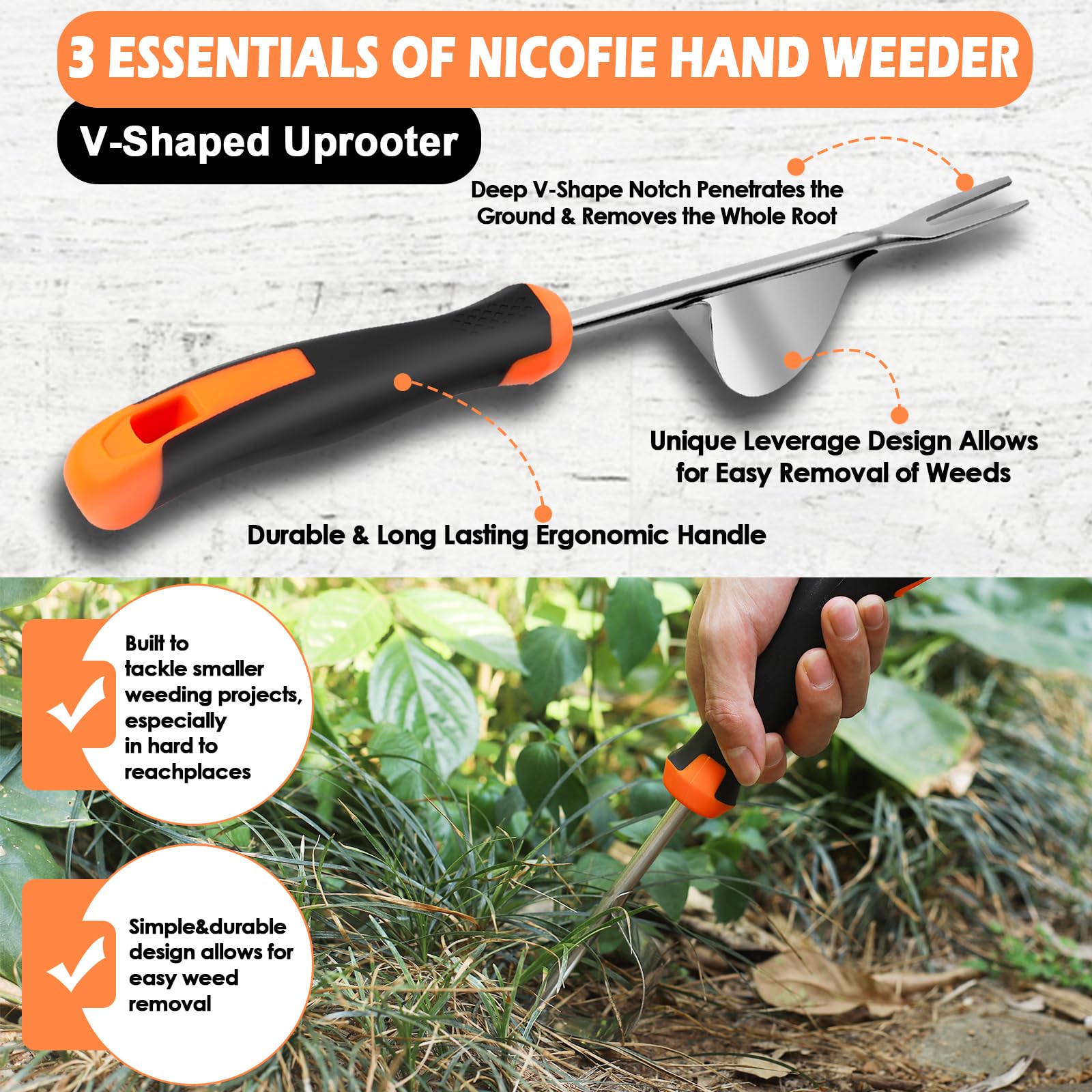 Nicofie 2026 four-teeth digger penetrates soil to loosen roots before planting