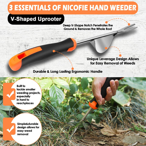 Nicofie 2026 four-teeth digger penetrates soil to loosen roots before planting