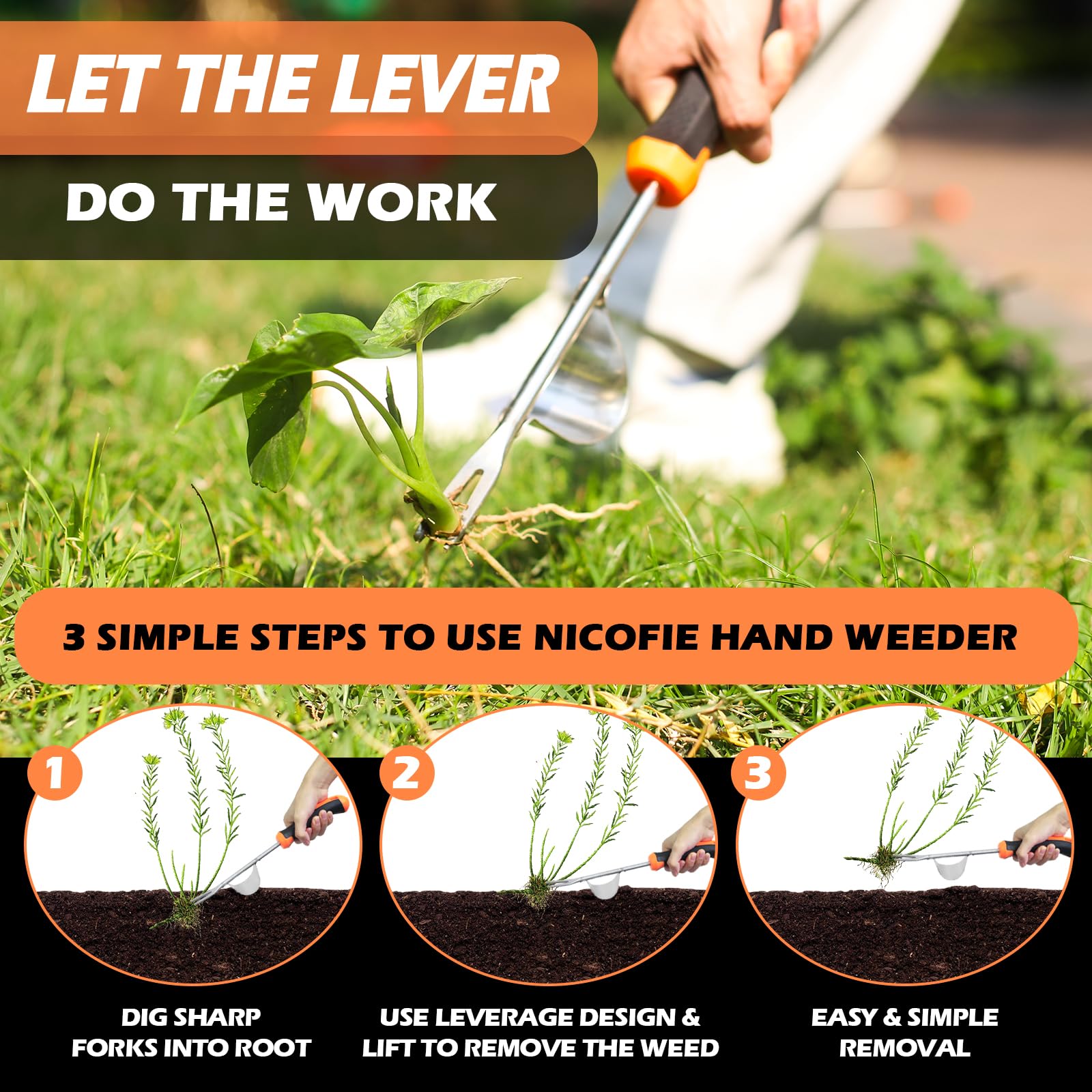 Nicofie 2026 V-shaped uprooting tool loosening roots for quick garden clearing