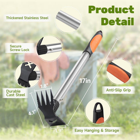 NICOFPHY 17-inch stainless steel handle for comfortable leverage.