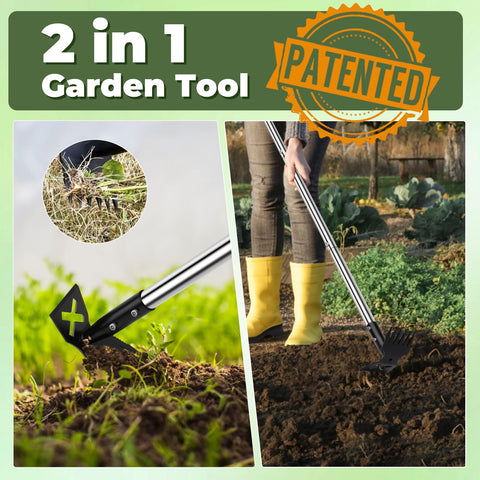 NICOFPHY 2-in-1 head for rake and hoe tasks in one tool