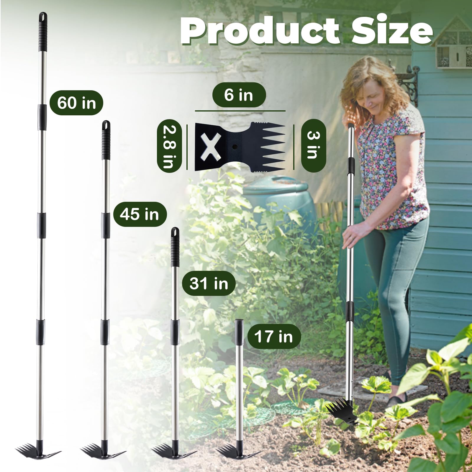 NICOFPHY garden hoe edge assists soil loosening and light digging for even beds