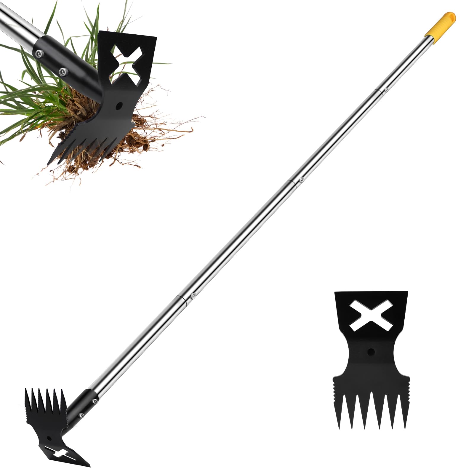 NICOFPHY weed puller with 60-inch handle eases yard weeding