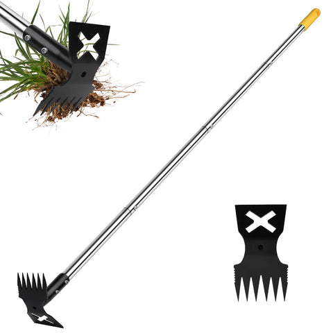 NICOFPHY weed puller with 60-inch handle eases yard weeding